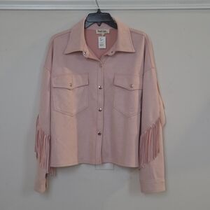 Peach Love California Blush Fringe Utility Jacket